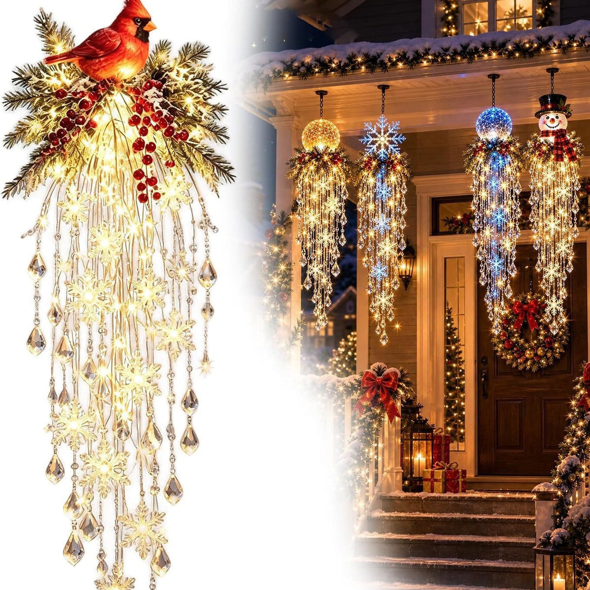 ❄️ Cascading Christmas Waterfall Lights – Festive Outdoor Hanging Decor ✨
