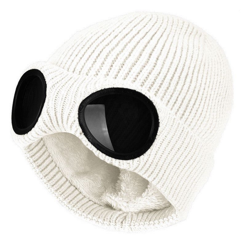 🎁Hot Sale🔥Unisex Solid Color Goggle Lens Design Beanie Hat