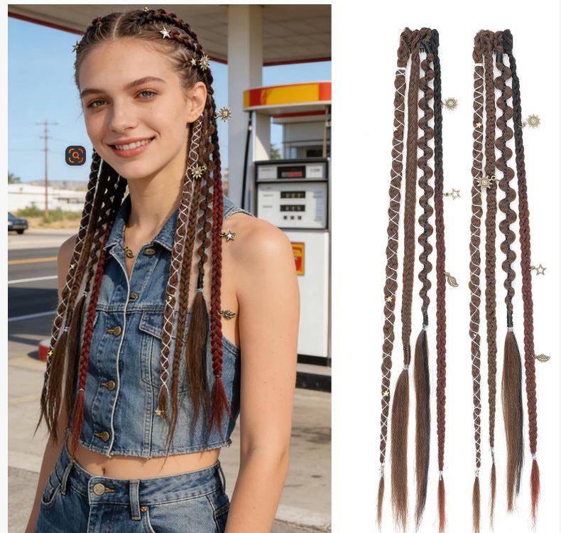 🌿 Boho Beaded Clip-In Braids – Effortless Festival & Everyday Hair Transformation