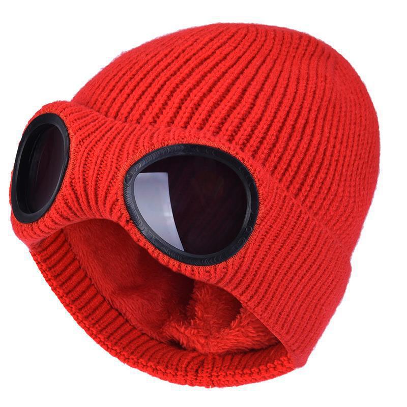 🎁Hot Sale🔥Unisex Solid Color Goggle Lens Design Beanie Hat