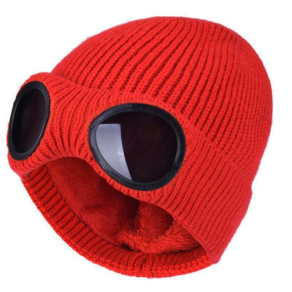 🎁Hot Sale🔥Unisex Solid Color Goggle Lens Design Beanie Hat