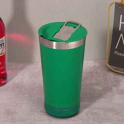 Stainless Steel 16.oz Nsulated MUG With Built-in Bluetooth Speaker Rechargeable Wireless Multi-color LED Lights Prefect Gift