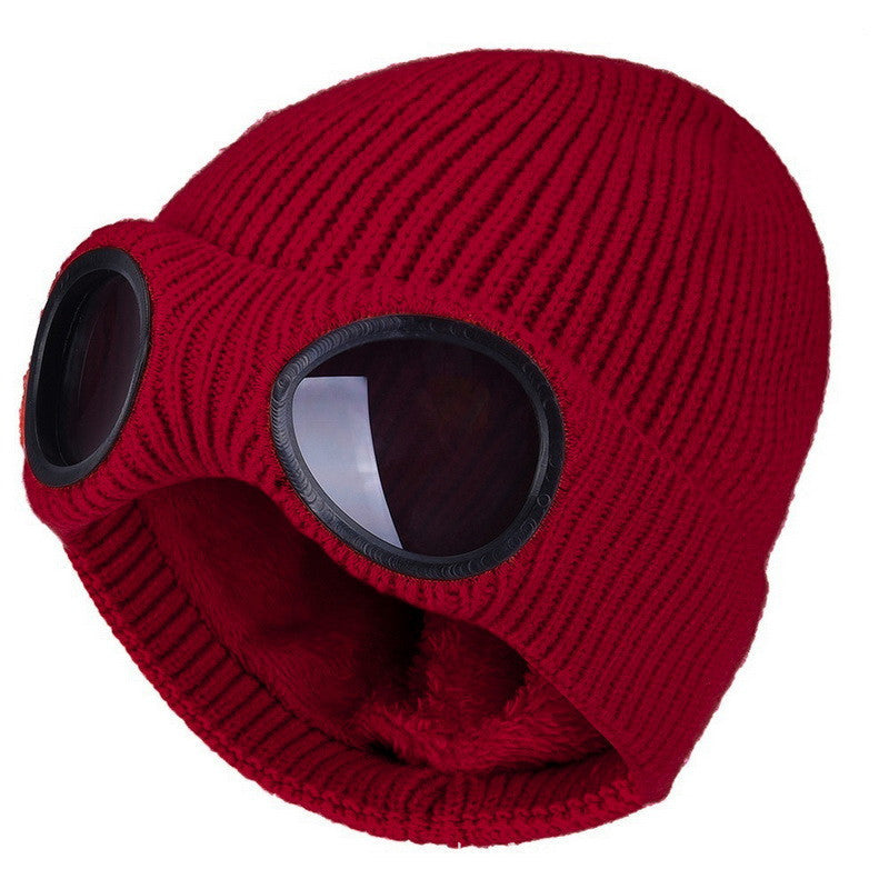 🎁Hot Sale🔥Unisex Solid Color Goggle Lens Design Beanie Hat