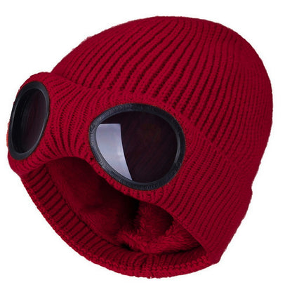 🎁Hot Sale🔥Unisex Solid Color Goggle Lens Design Beanie Hat