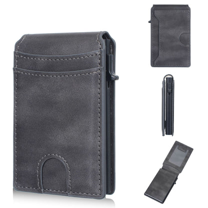 💰Pop-Up Wallet – Aluminum + Leather, RFID Blocking, Cash & Card Slots