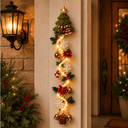 🎄 Christmas Magic Spiral Hanging LED Decoration – Santa & Snowman Holiday Door Decor ✨
