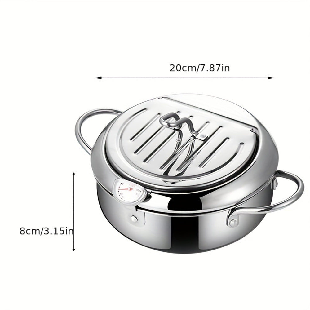 🍤🔥 Japanese Tempura Frying Pot – Oil-Saving Stainless Steel Fryer with Temperature Control! ✨
