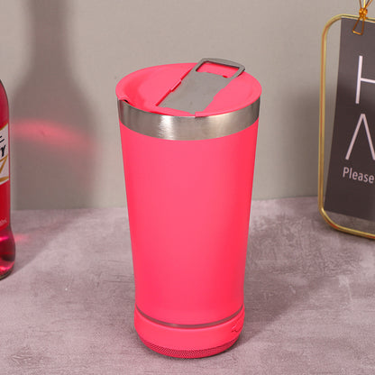 Stainless Steel 16.oz Nsulated MUG With Built-in Bluetooth Speaker Rechargeable Wireless Multi-color LED Lights Prefect Gift