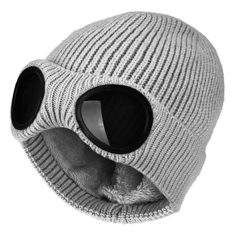 🎁Hot Sale🔥Unisex Solid Color Goggle Lens Design Beanie Hat