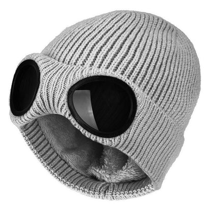 🎁Hot Sale🔥Unisex Solid Color Goggle Lens Design Beanie Hat