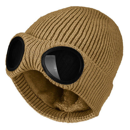 🎁Hot Sale🔥Unisex Solid Color Goggle Lens Design Beanie Hat