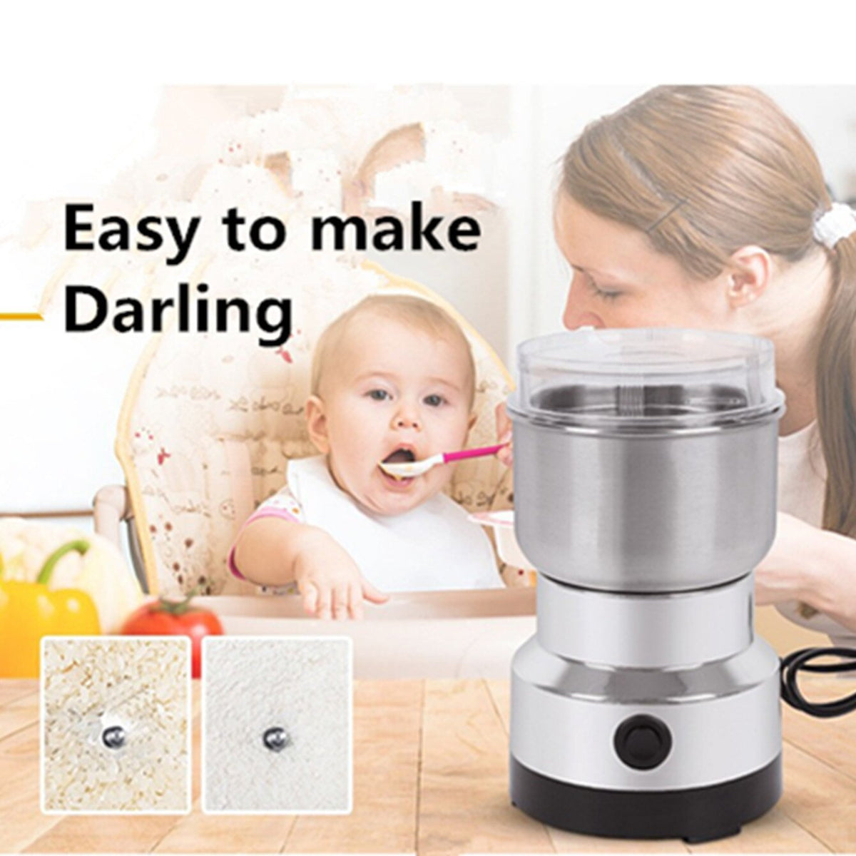 🚀✨ High-Speed Stainless Steel Grain Grinder