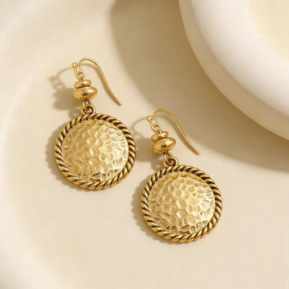 💫Vintage Hammered Metal Drop Earrings– Lightweight Geometric Statement Jewellery ✨