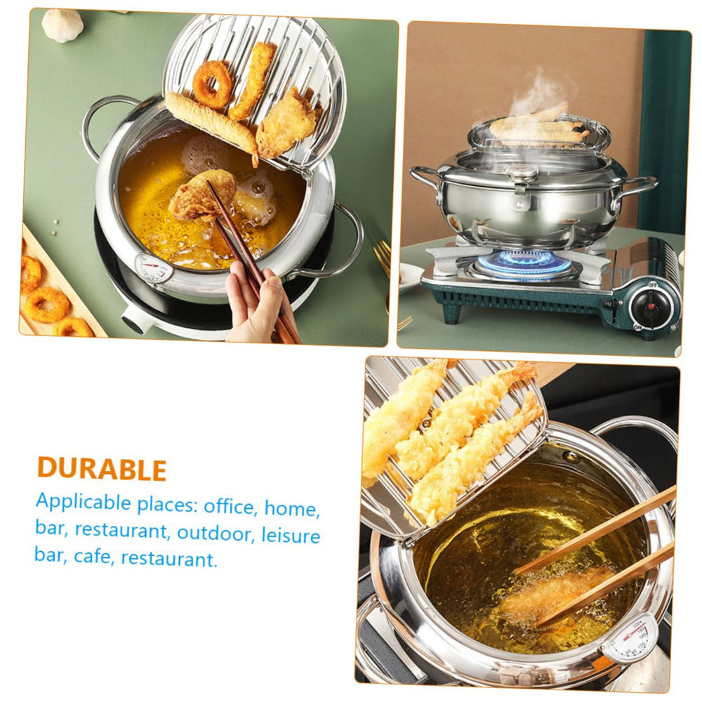 🍤🔥 Japanese Tempura Frying Pot – Oil-Saving Stainless Steel Fryer with Temperature Control! ✨