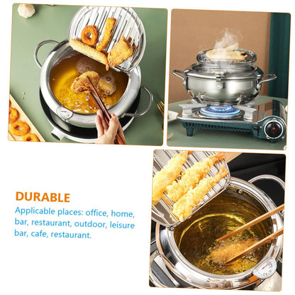 🍤🔥 Japanese Tempura Frying Pot – Oil-Saving Stainless Steel Fryer with Temperature Control! ✨