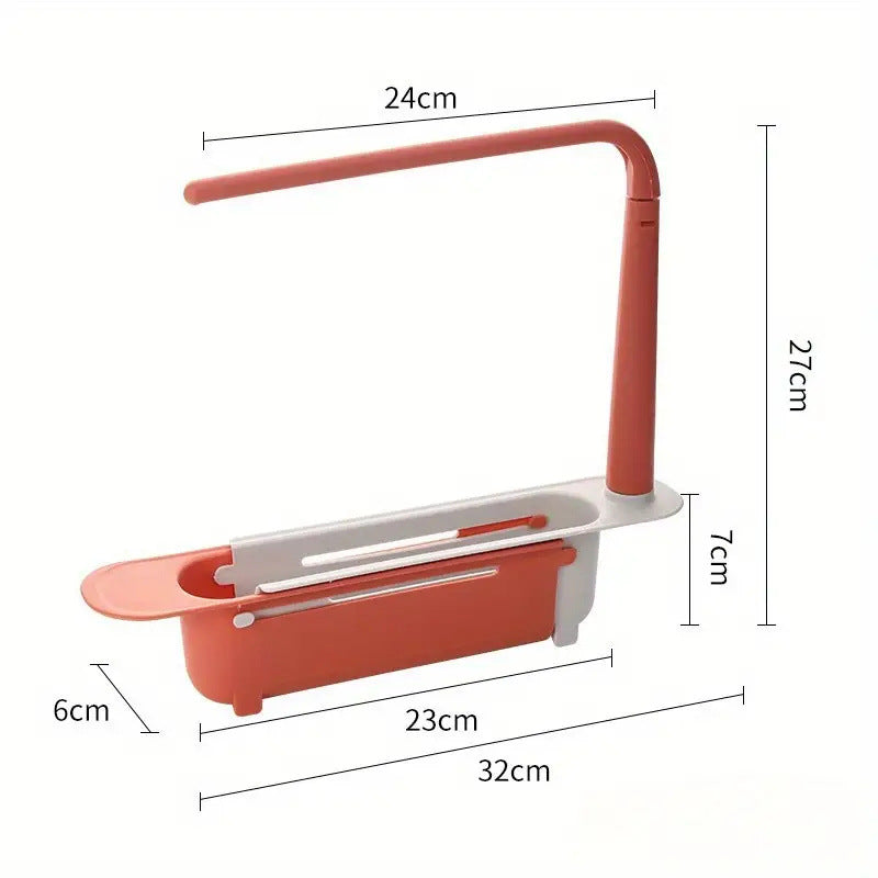 🧽 Adjustable Telescopic Sink Caddy – Drainable Organizer with Towel Bar