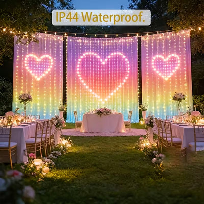 🎄 Smart RGB Pixel Curtain Lights – App-Controlled Animated Holiday Display for Balcony & Window Decor-2m*2m
