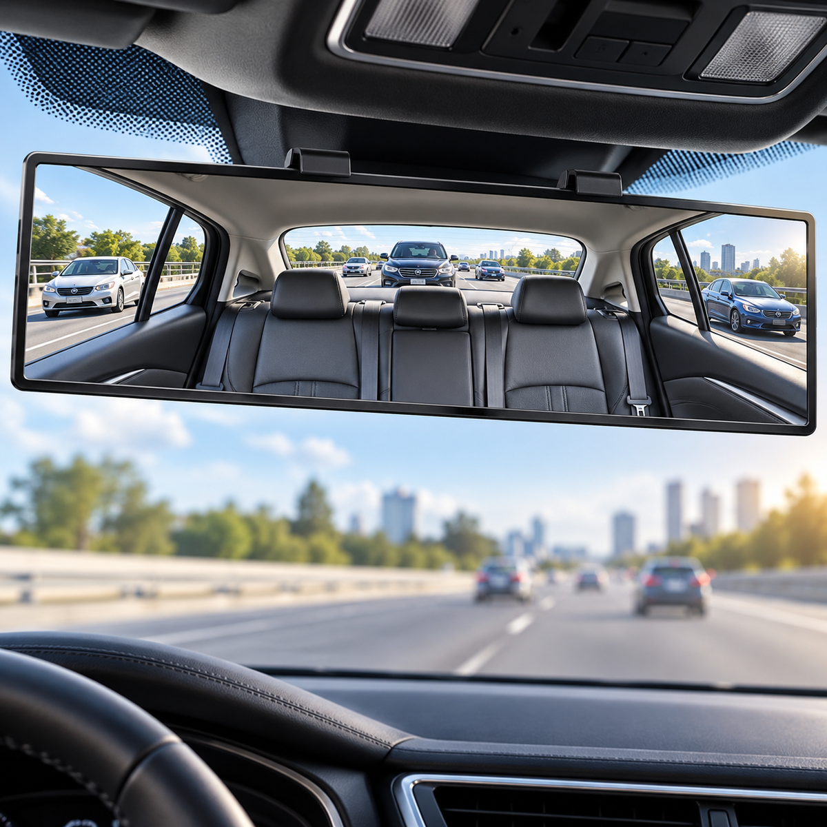 🚗 Wide Angle Rear View Mirror – 12' Anti-Glare Panoramic Clip-On Car Mirror