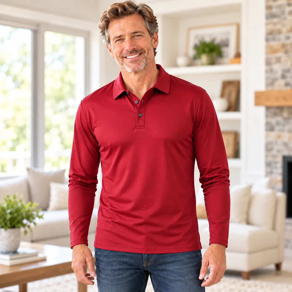✨Men's Premium Stretch Long Sleeve Polo Shirt