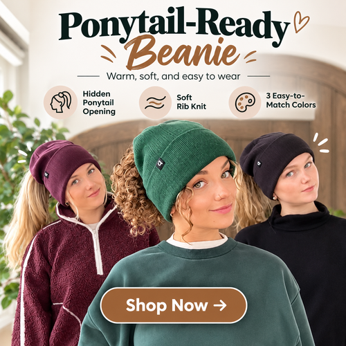 🔥2-in-1-ponytail-beanie-hat-hidden – Hidden Magnetic Closure, No-Zip Winter Knit Hat ❄️