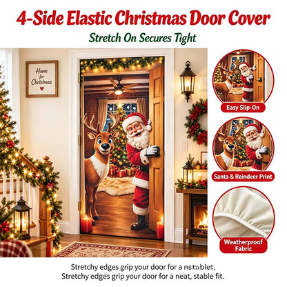 🎄 Christmas Stretch Door Cover – Elastic Santa Holiday Door Wrap