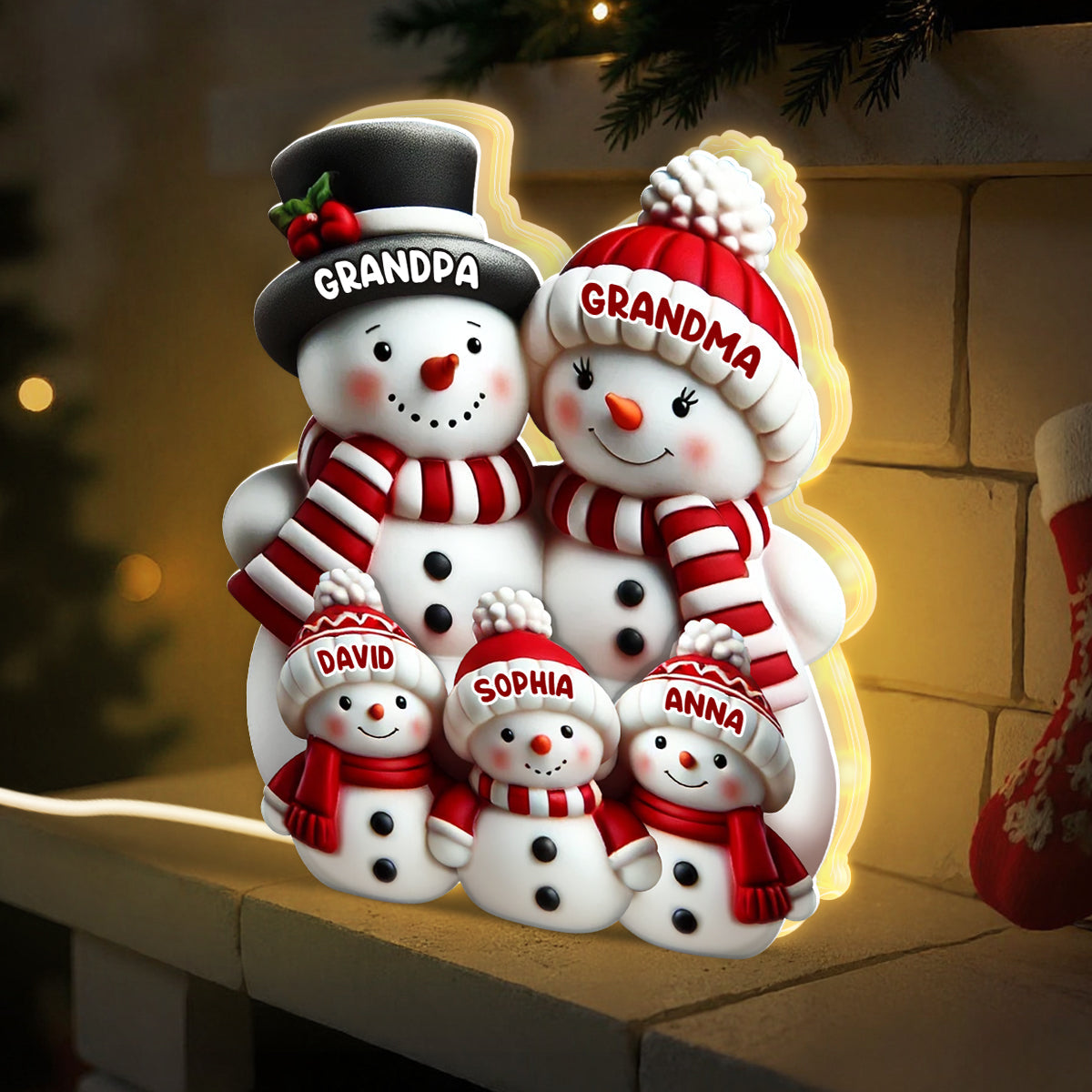 Snowman Family Light Box - Christmas Decor For Family, Grandma, Grandpa