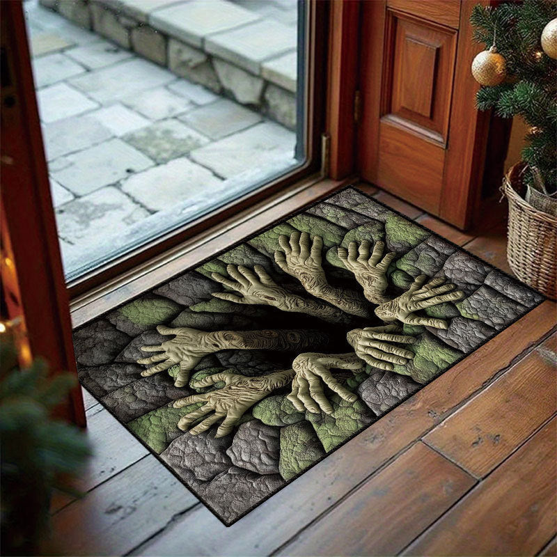 💀3D Halloween Optical Illusion Door Mat – Spooky Non-Slip Entryway Rug