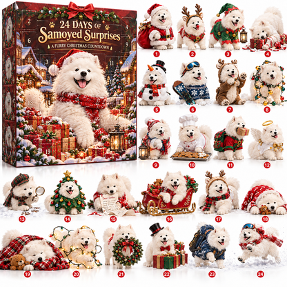 🌟24-Day Samoyed Christmas Collectible Gift Set – Fluffy Trouble Makers