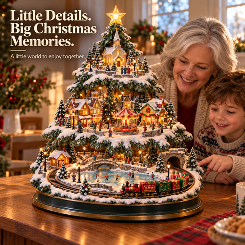 ✨ Christmas Village Lightscape Tree – Glowing Train, Carousel & Winter Wonderland 🎄🚂