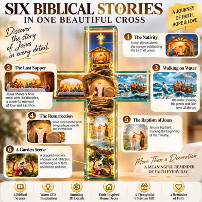 Illuminated 3D Biblical Story Cross – LED Christian Decor