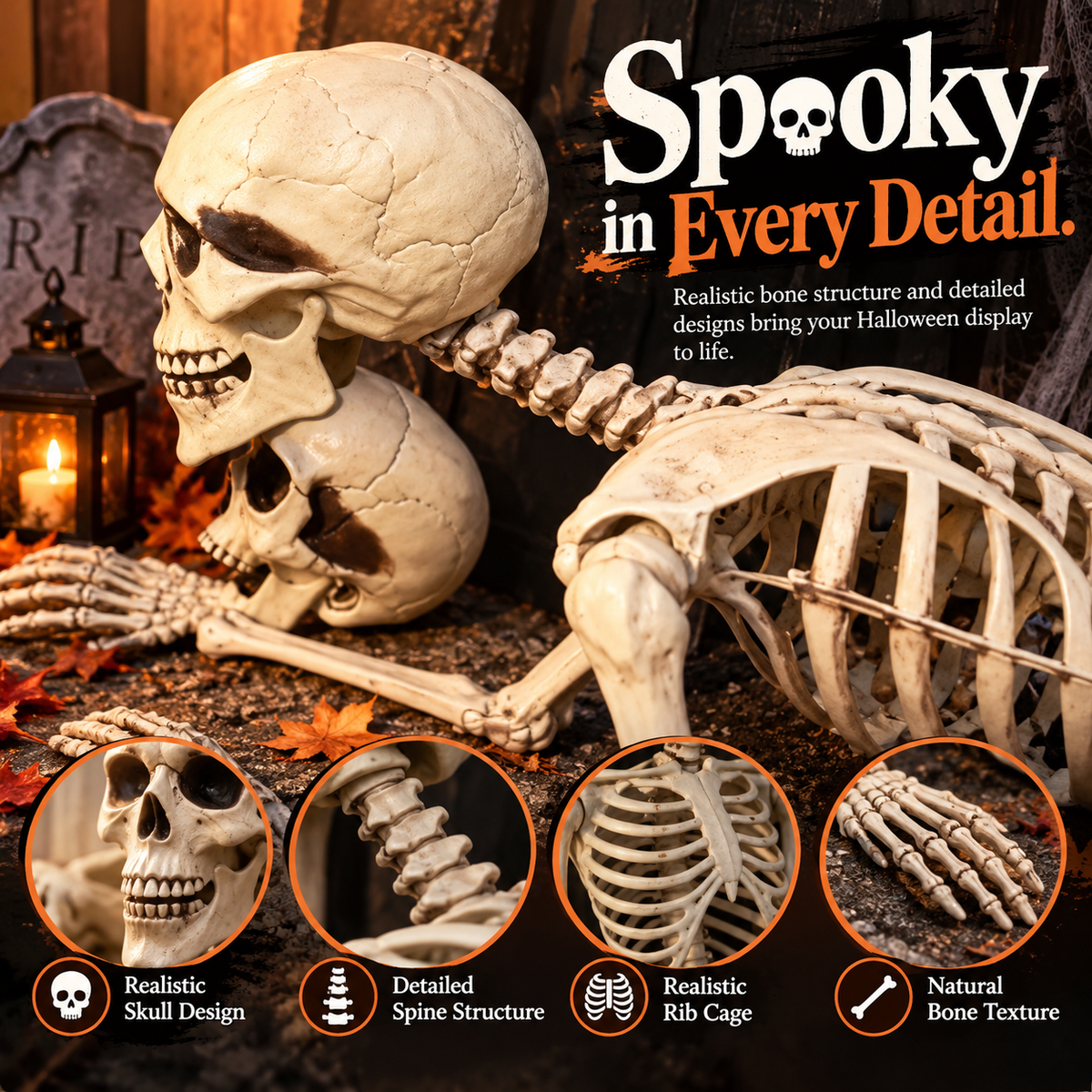 🔥 Halloween Skeleton Decoration – Spooky & Funny Porch Display
