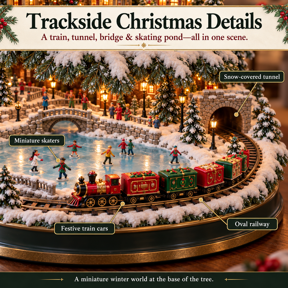 ✨ Christmas Village Lightscape Tree – Glowing Train, Carousel & Winter Wonderland 🎄🚂
