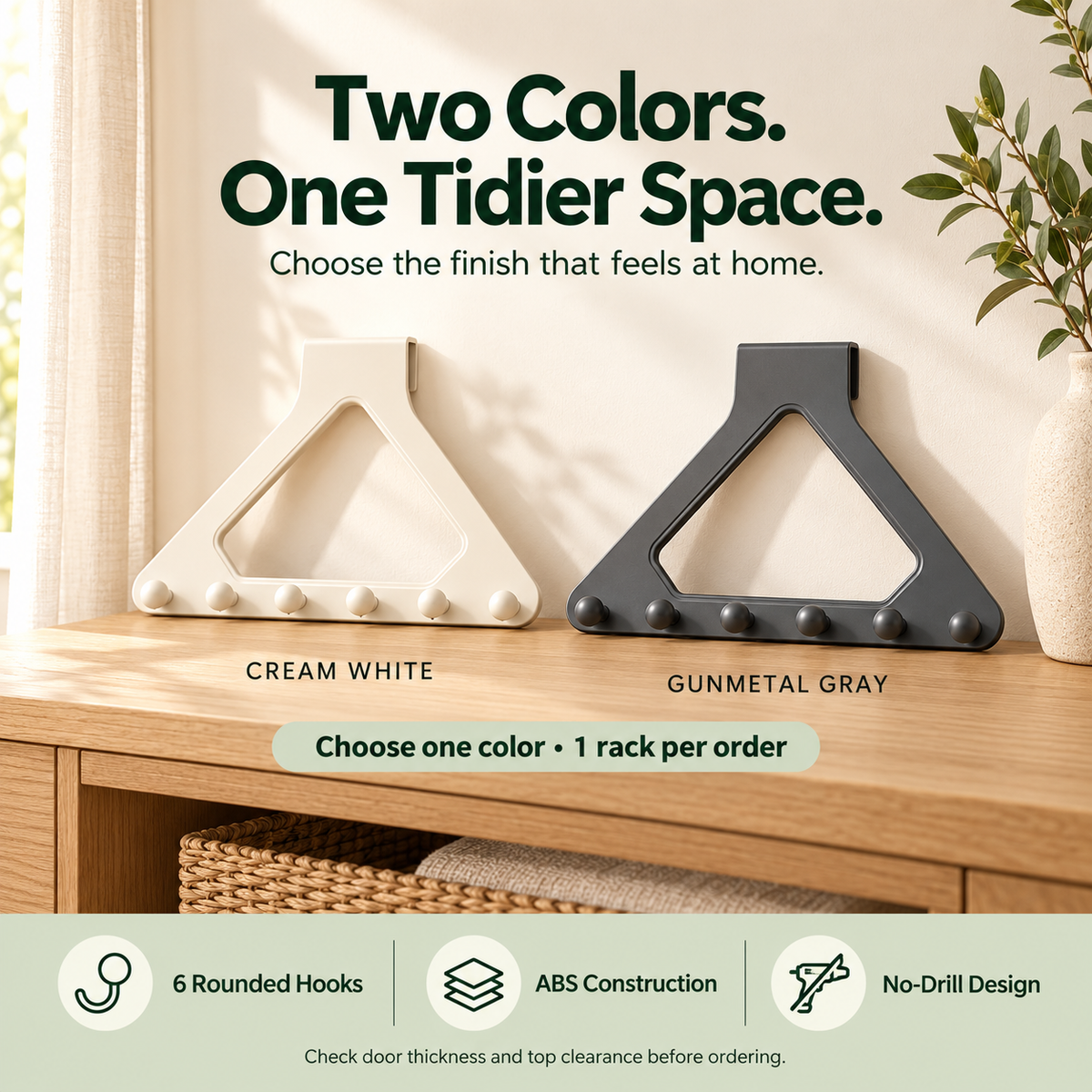 🚪 6-Hook Over-the-Door Organizer – No-Drill Space-Saving Hanging Rack ✨