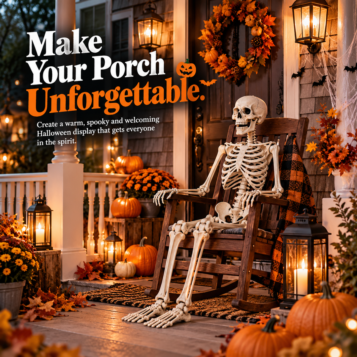 🔥 Halloween Skeleton Decoration – Spooky & Funny Porch Display