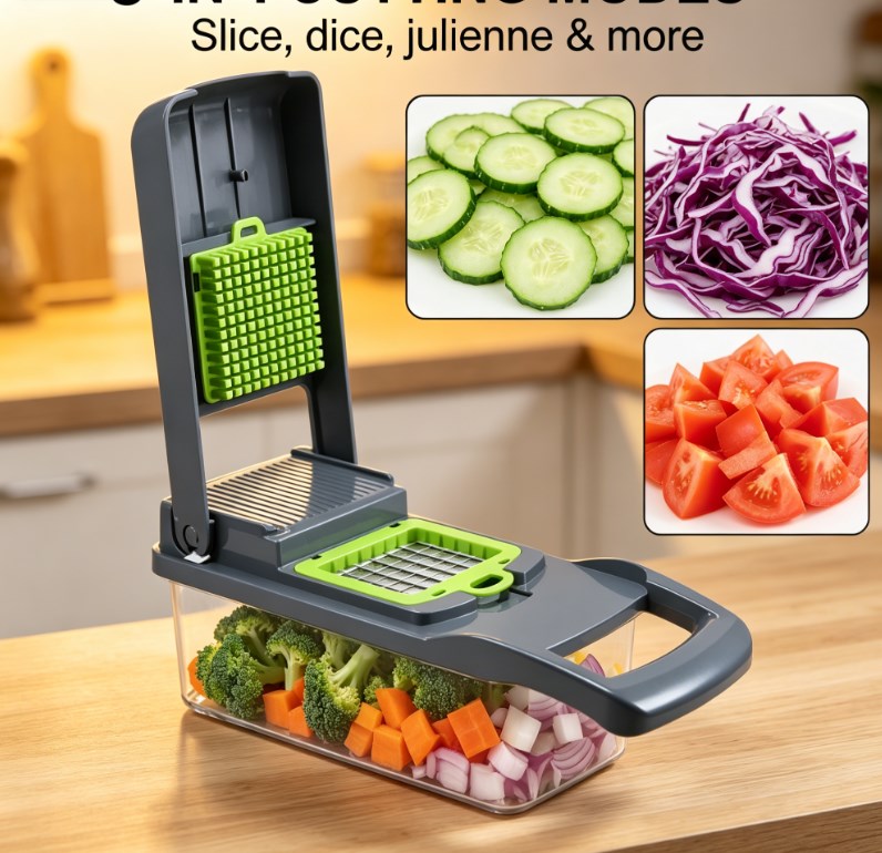 Versatile Kitchen Vegetable Chopper & Dicer: Heavy Duty Food Slicer with Hand Guard for Safe, Easy Onion, Potato & Fruit Cutting