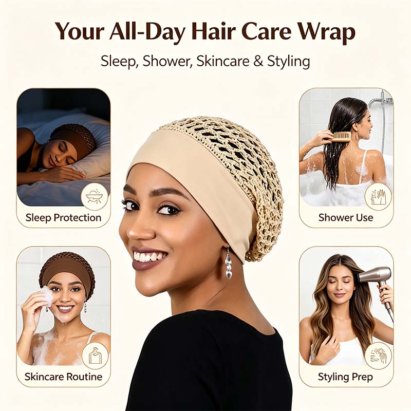 🌙 3-Piece Stretchy Wide-Edge Sleeping Cap Set – Soft Nighttime Hair Protection & Comfortable All-Night Wear
