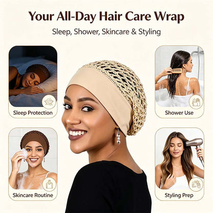 🌙 3-Piece Stretchy Wide-Edge Sleeping Cap Set – Soft Nighttime Hair Protection & Comfortable All-Night Wear