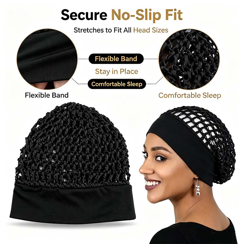 🌙 3-Piece Stretchy Wide-Edge Sleeping Cap Set – Soft Nighttime Hair Protection & Comfortable All-Night Wear