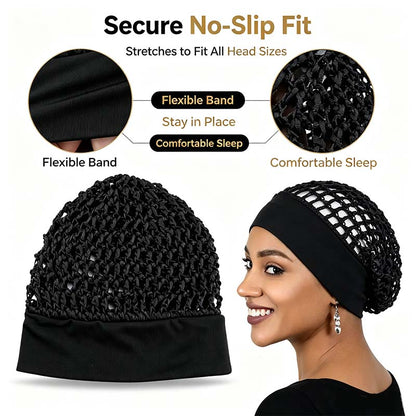 🌙 3-Piece Stretchy Wide-Edge Sleeping Cap Set – Soft Nighttime Hair Protection & Comfortable All-Night Wear