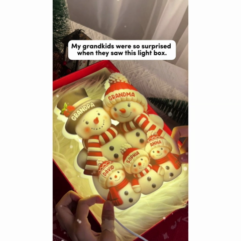 Snowman Family Light Box - Christmas Decor For Family, Grandma, Grandpa