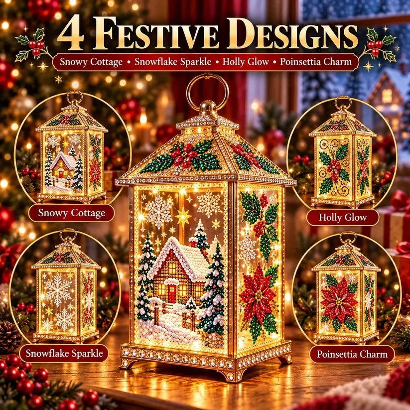 🧩DIY Light-Up Christmas Diamond Art Lantern Kit – Create Your Own Magical Holiday Glow ✨