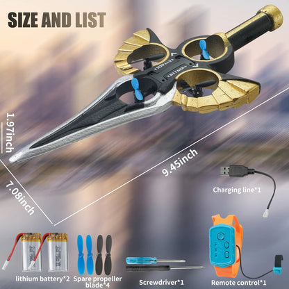 LED Flying Spin Sword Toy with Gesture Wrist Remote - Glowing RC Hover Drone Blade with Extra Batteries
