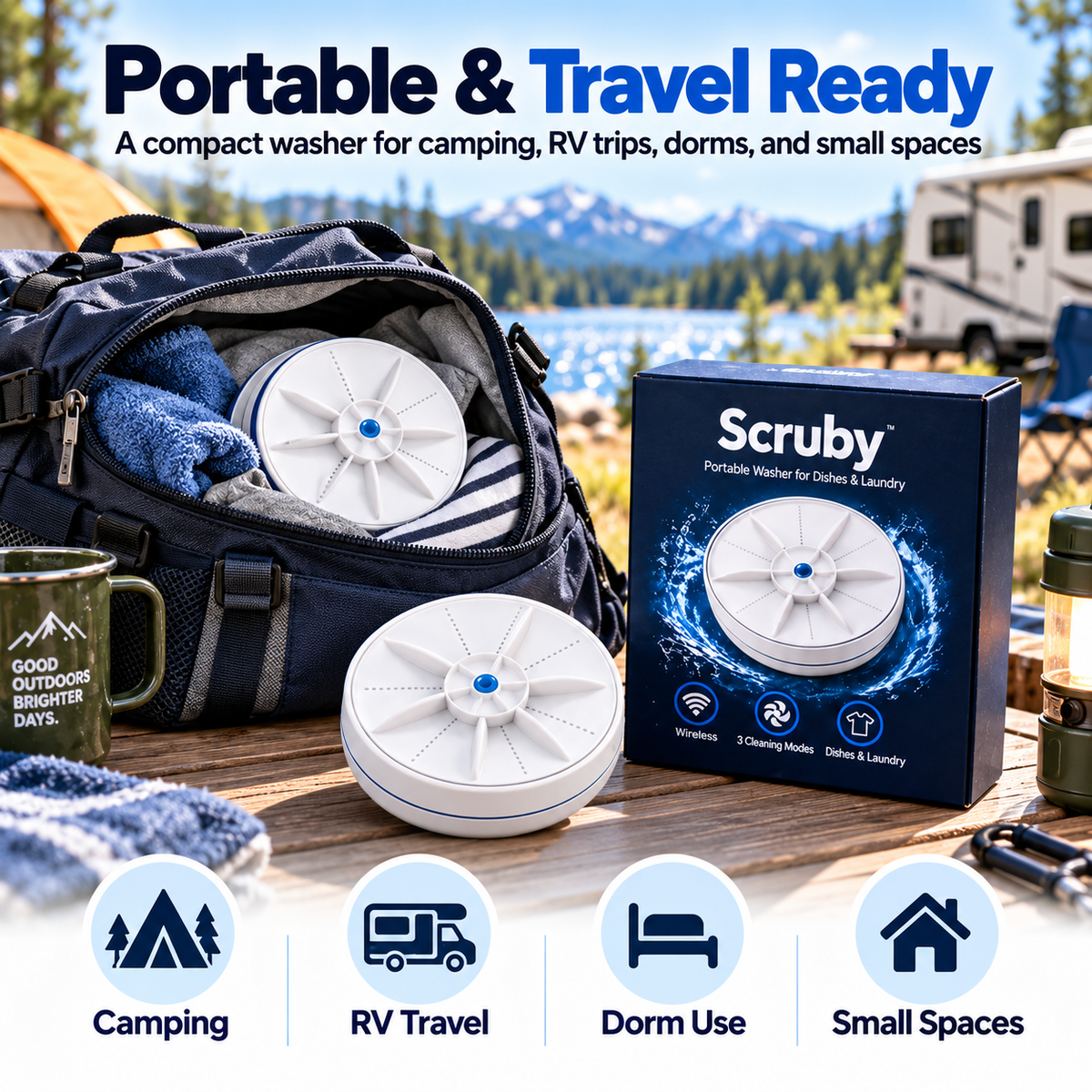 💦Smart Portable Washer – App-Controlled Dish & Laundry Cleaning Device