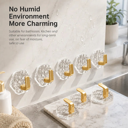 No Drill Wall Hooks Set - Waterproof Self Adhesive Hooks for Bathroom, Kitchen, Towels, Keys & Everyday Storage