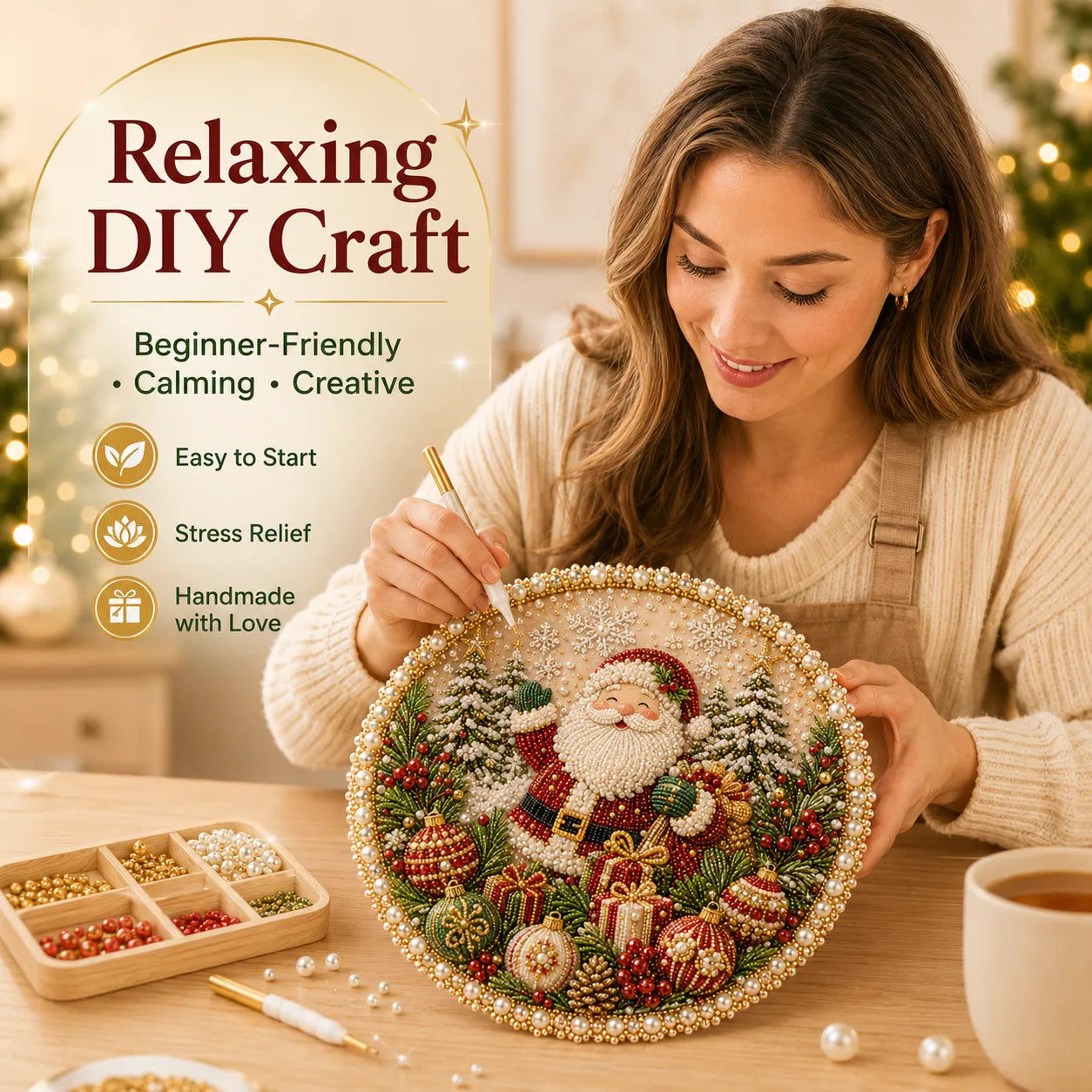 🌸 Four Seasons Pearl Art Wreath Kit – DIY Holiday Decor