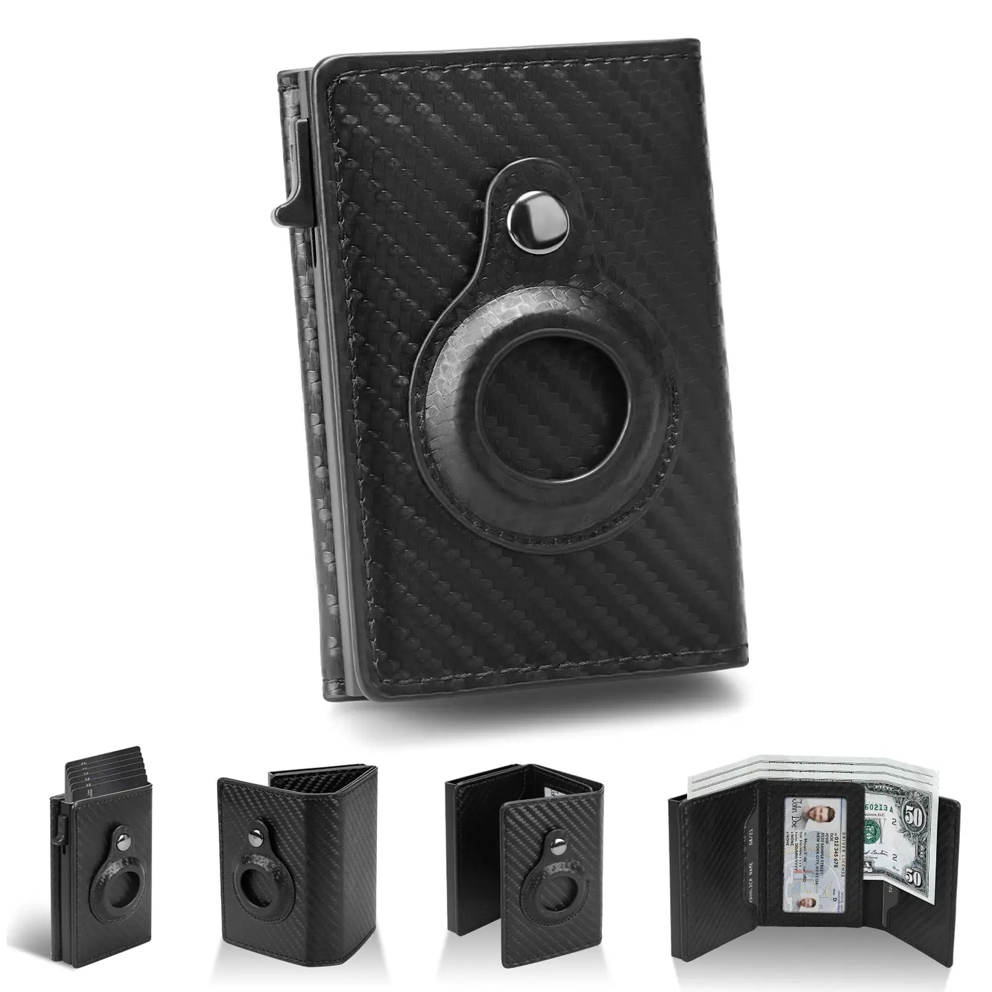 Portable Leather Smart Wallet RFID Blocking Slim Minimalist 6-9 Card Capacity ID Window Cash Slot Ultrathin Design for Everyday Carry
