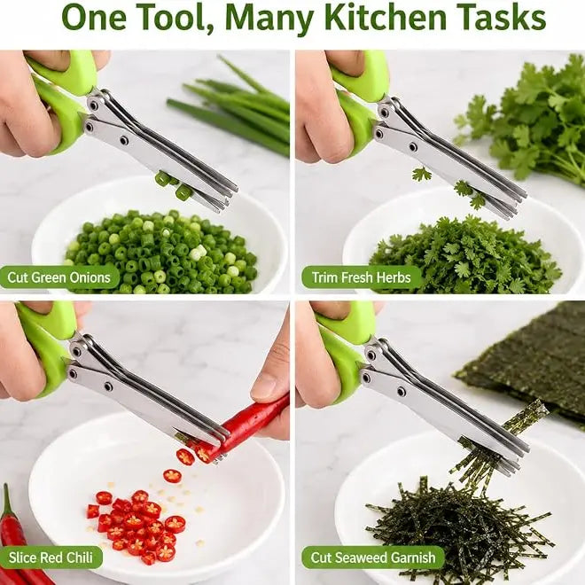 ✂️5-Blade Stainless Steel Herb Scissors with Protective Sheath✨