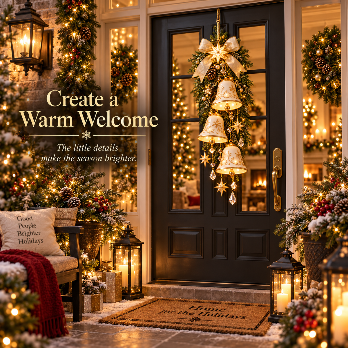 🎀🔔✨Last Day 49% OFF✨✨ Golden Bell Blessing Cascade™ – Lighted Christmas Door Decor