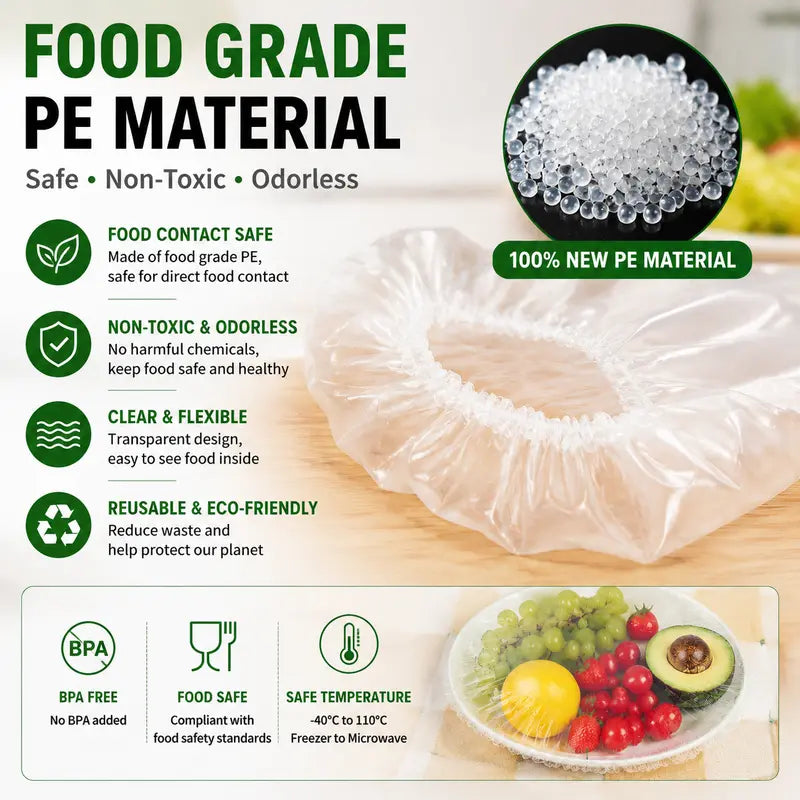 🥗100PCS Disposable Stretch Food Covers for Bowls & Plates