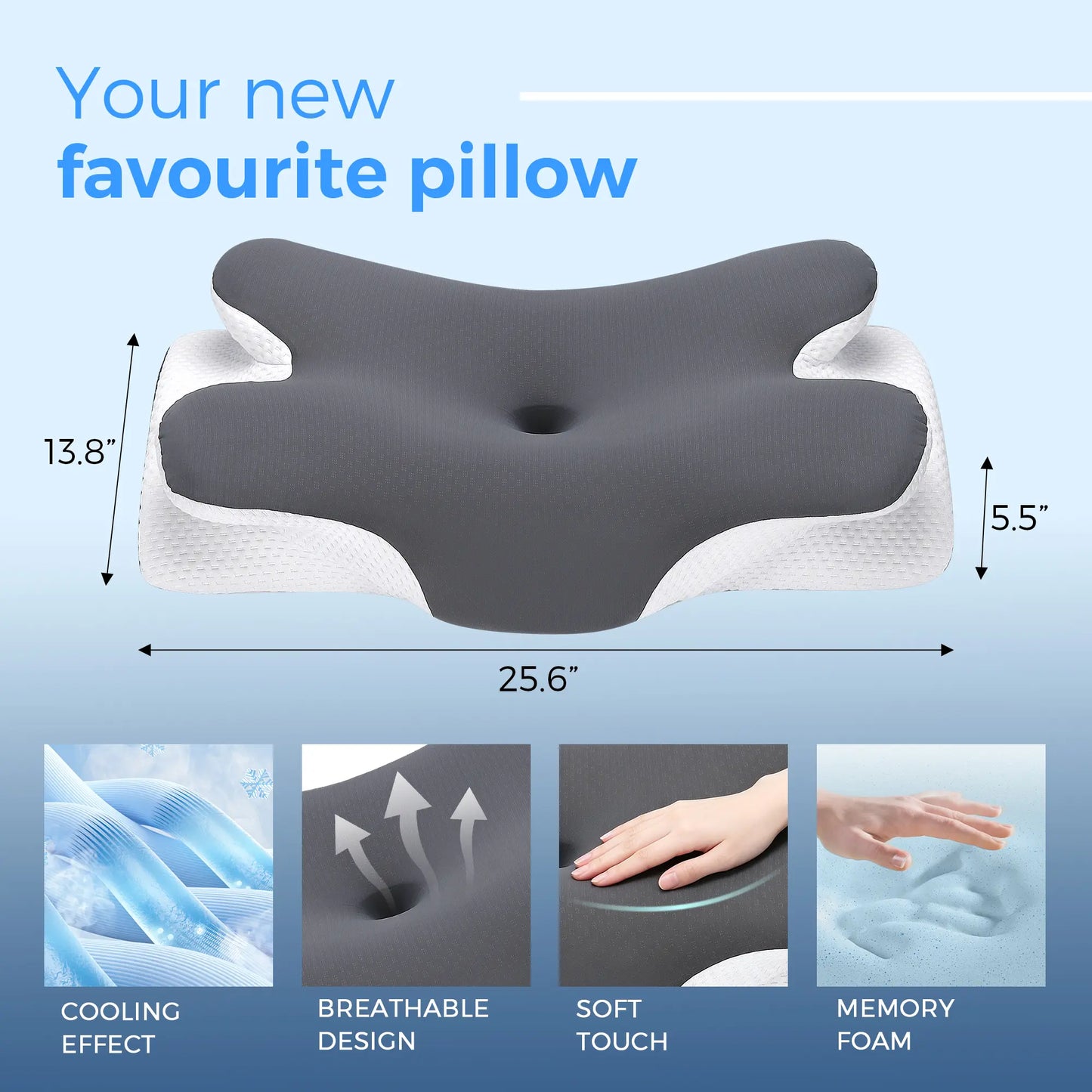 VIPfree Adjustable Ergonomic Memory Foam Neck Pillow